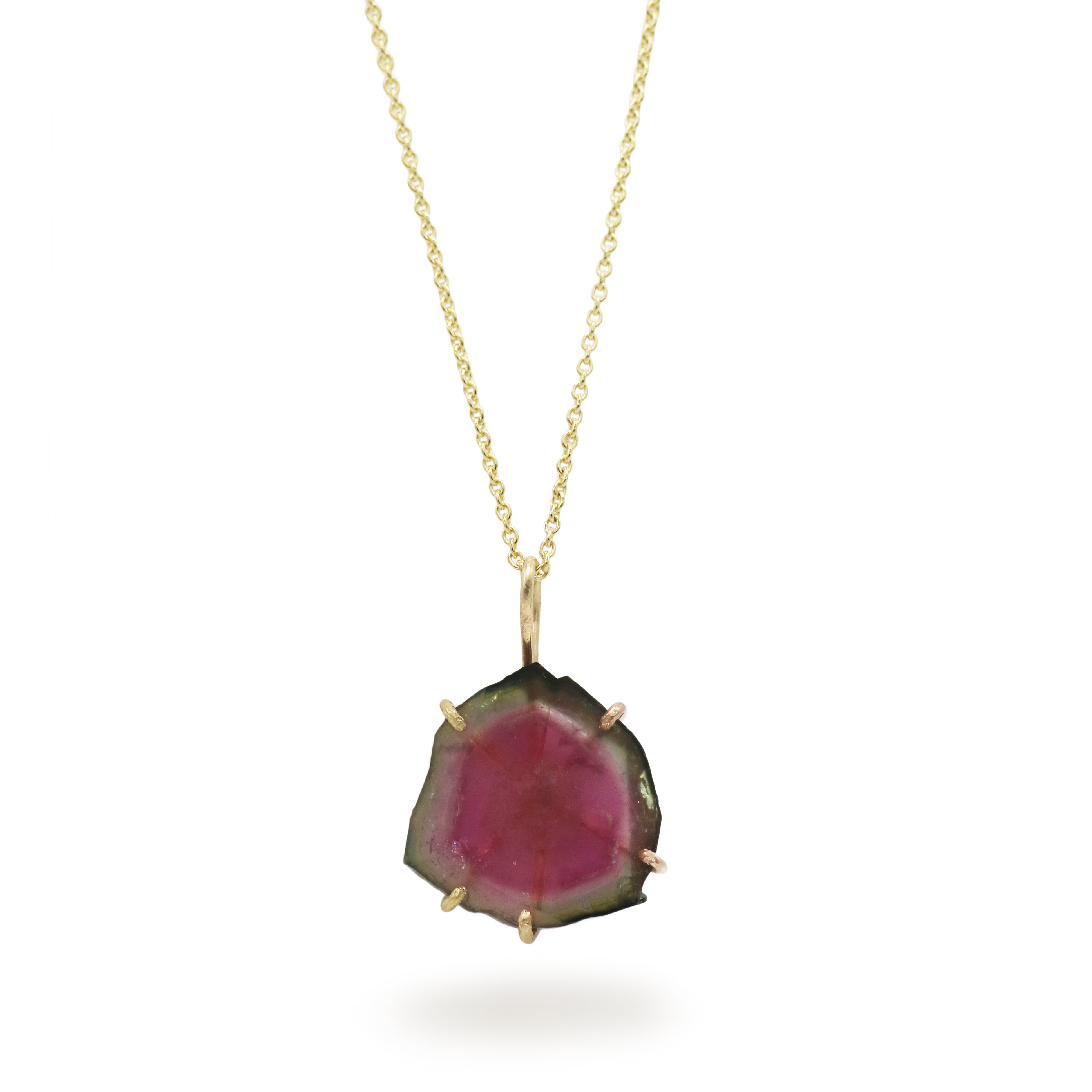 Variance Objects Watermelon Tourmaline Pendant in Yellow Gold