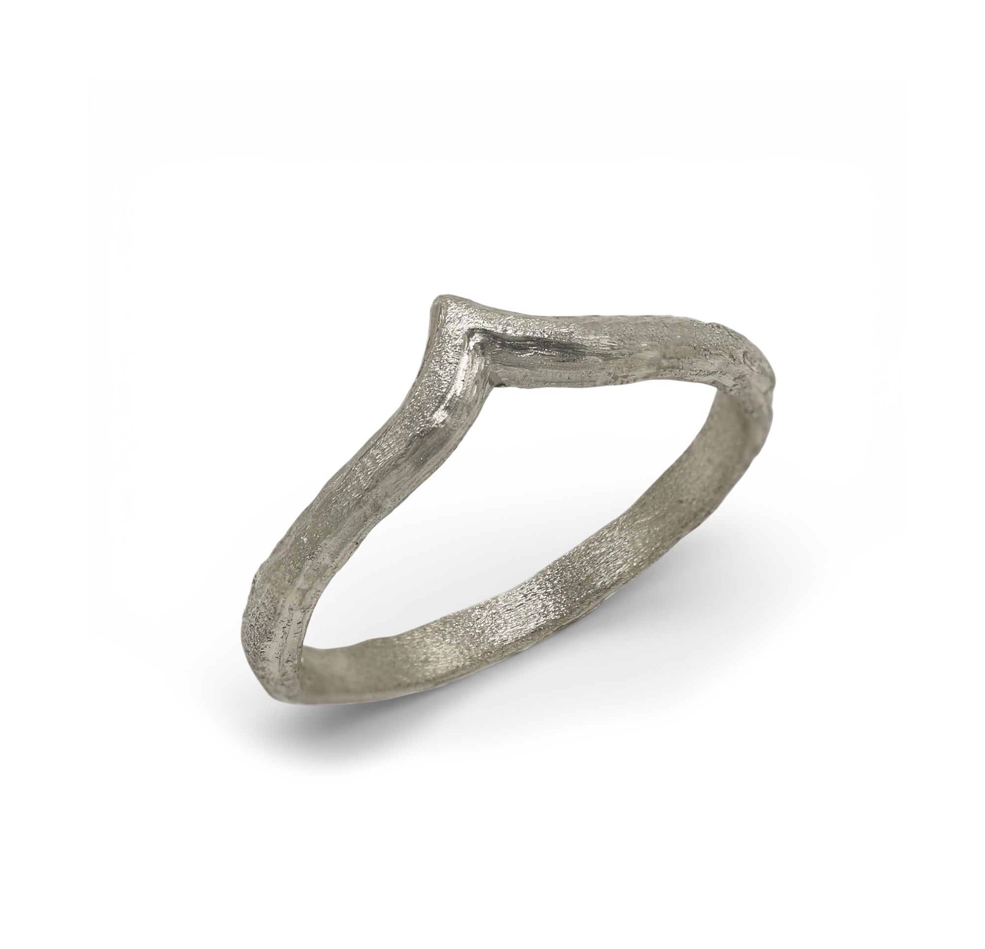 White Gold Textured Wishbone Ring