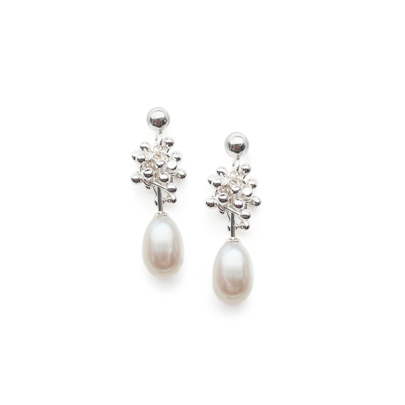 Yen Silver Pearl Droplet Earrings