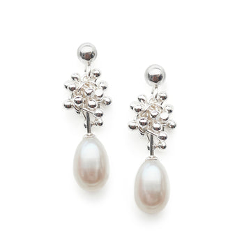 Yen Silver Pearl Droplet Earrings