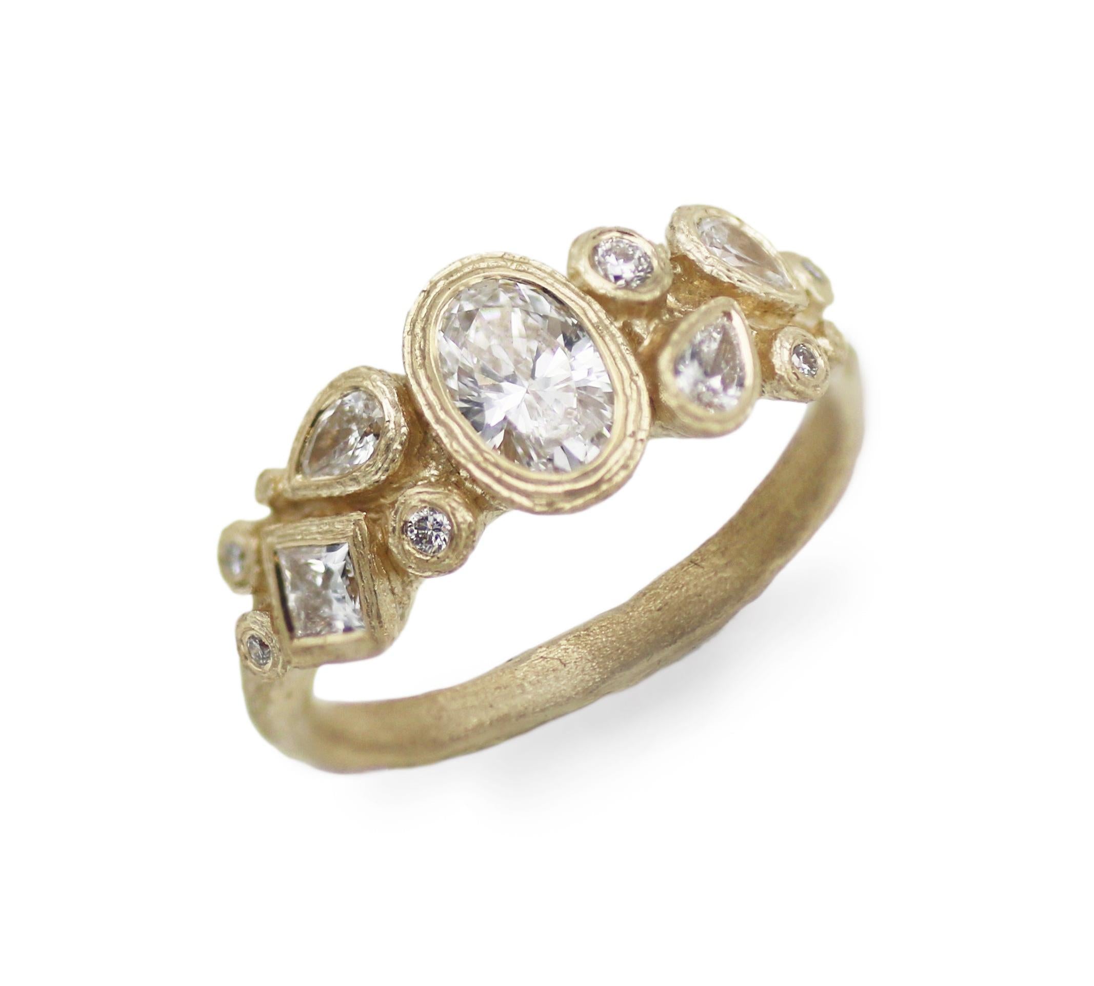 Bespoke - 9ct Yellow Gold Lab Grown Cluster Diamond Ring