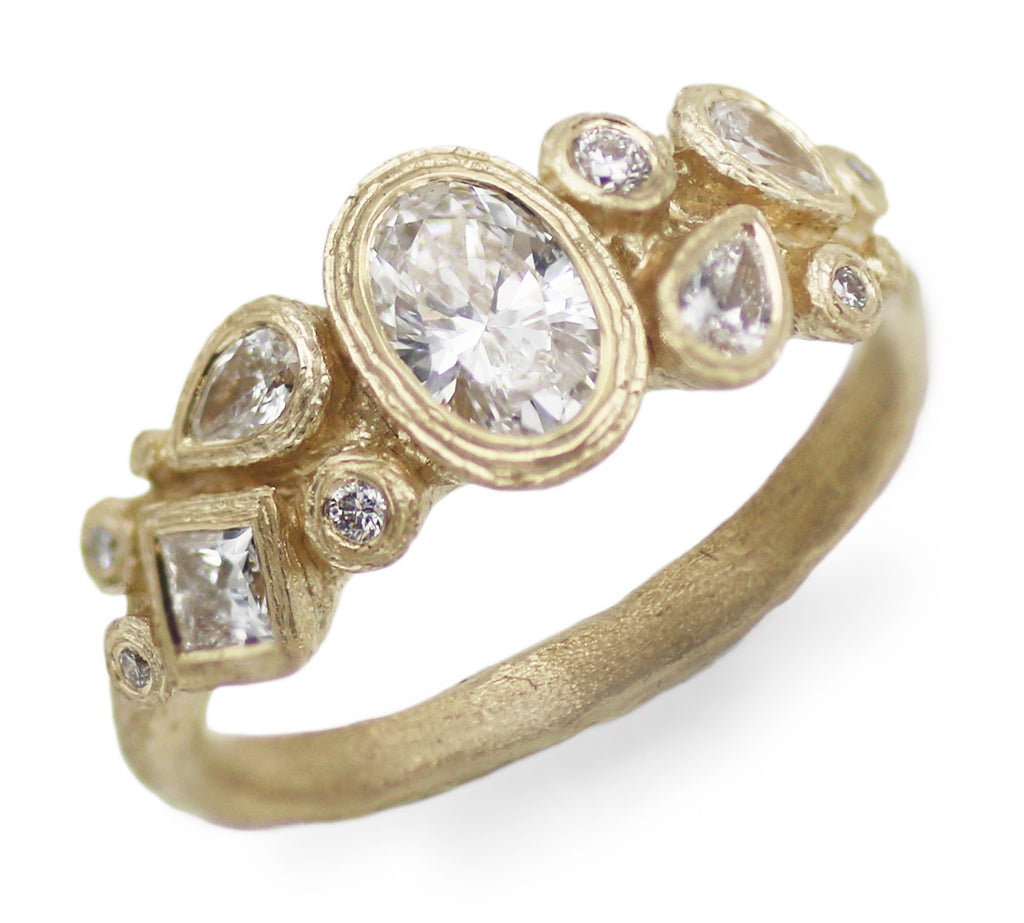 Bespoke - 9ct Yellow Gold Lab Grown Cluster Diamond Ring