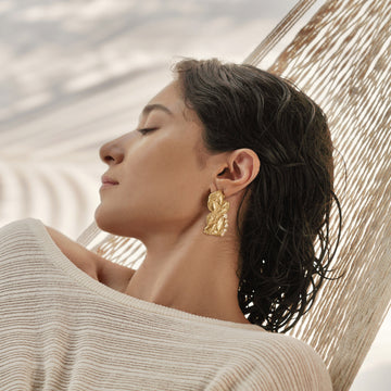 Loveness Lee Zakia White Sapphire Earrings in Gold Plating