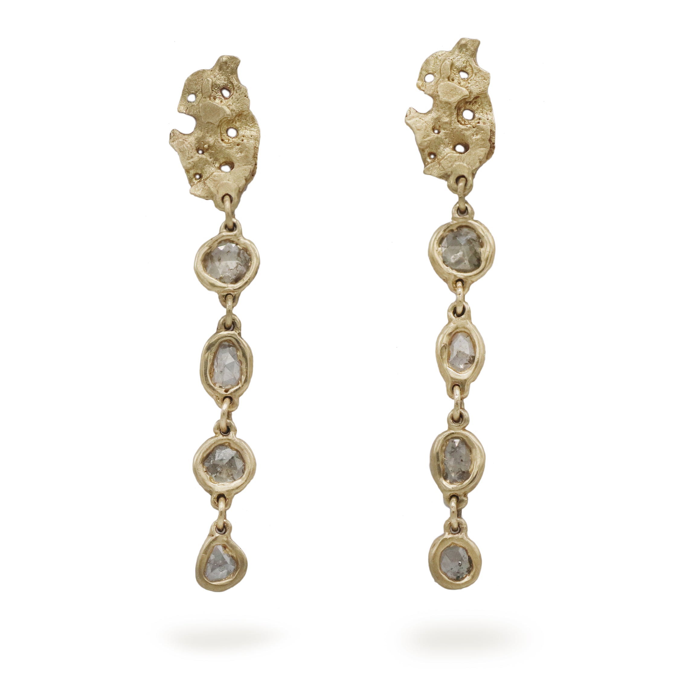 Zoya Dickinson 9ct yellow Gold Rose Cut Diamond drop Earrings