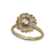 Yellow Gold Halo Ring set with Brown Freeform Diamonds