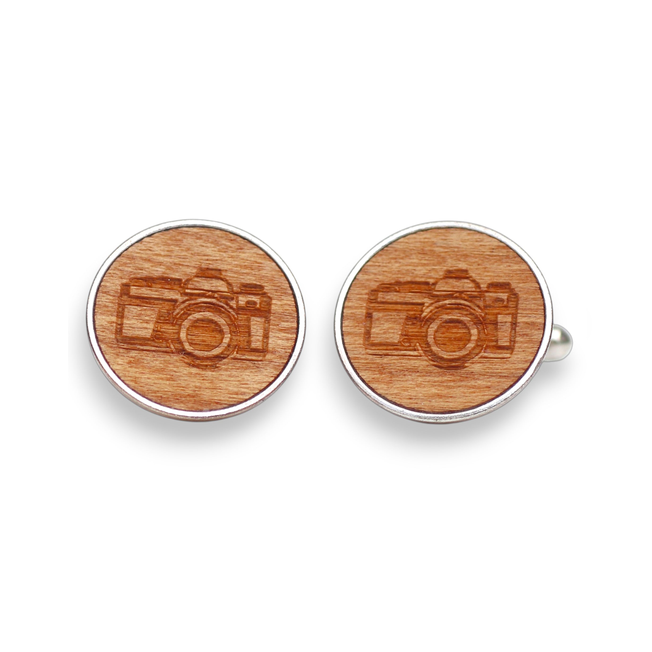 Outlet Maria Allen Camera cufflinks wood and silver