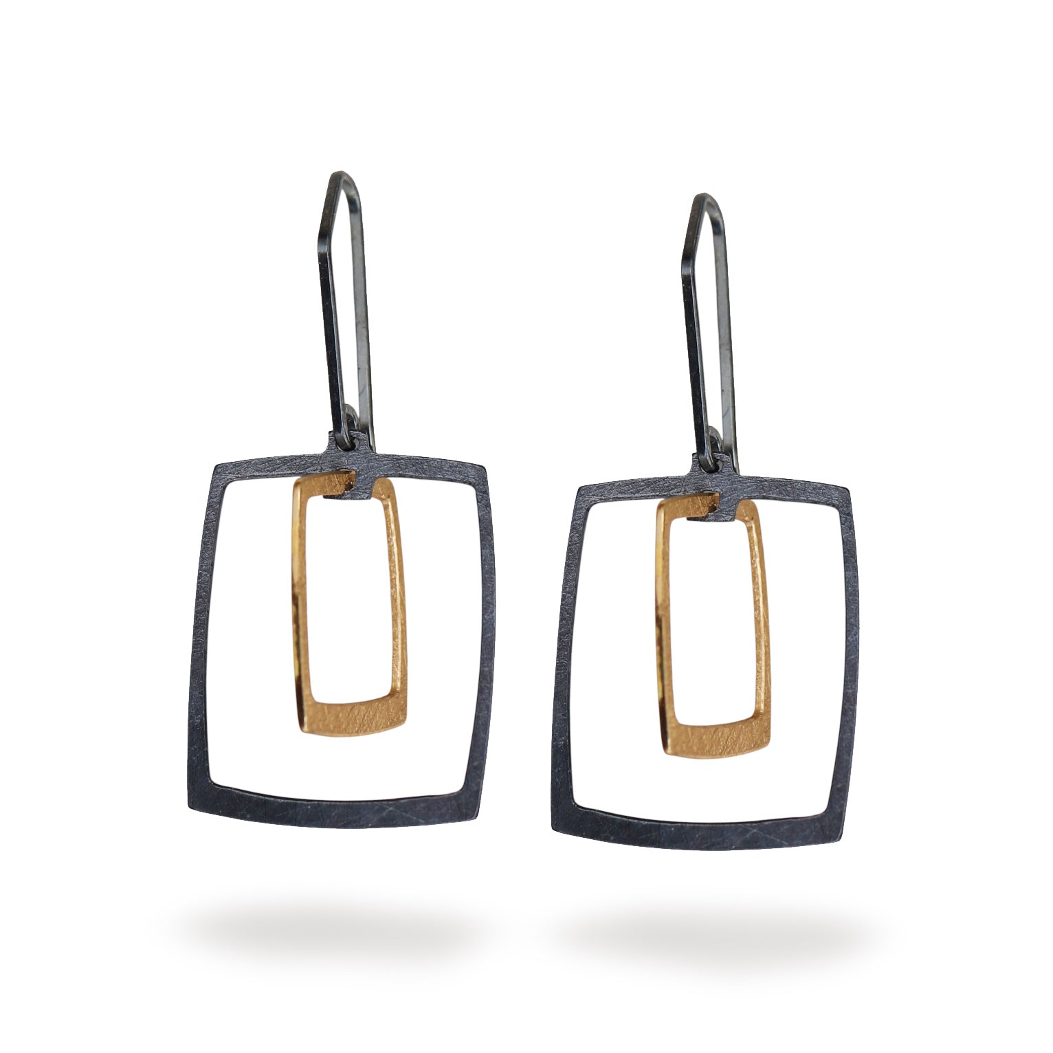 Deco Echo Kinetic Drop Earrings in Oxidised Silver and Gold Plate