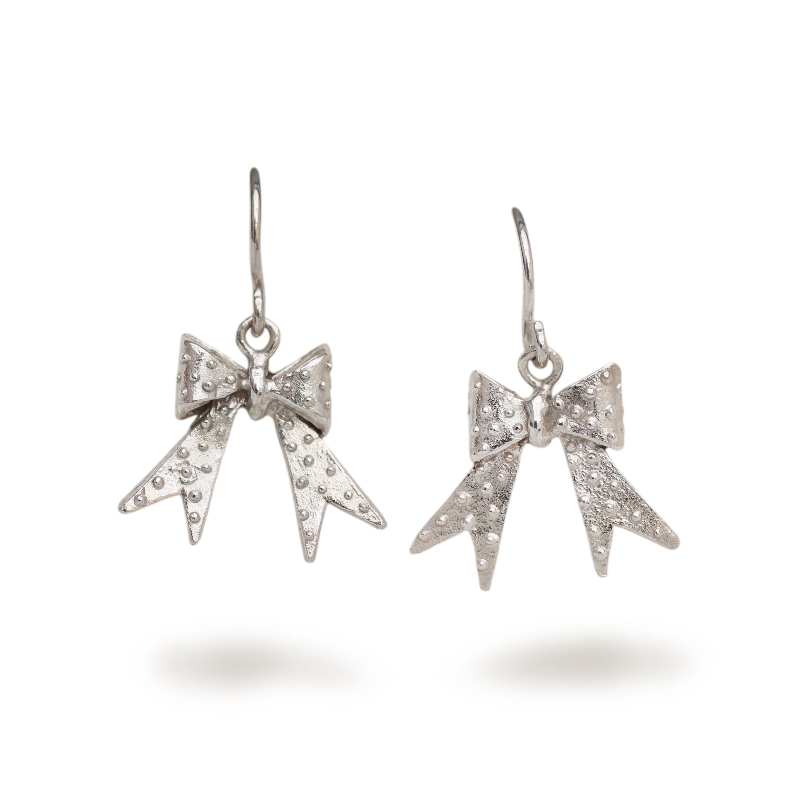 Momocreatura Silver Dotty Bow Drop Earrings