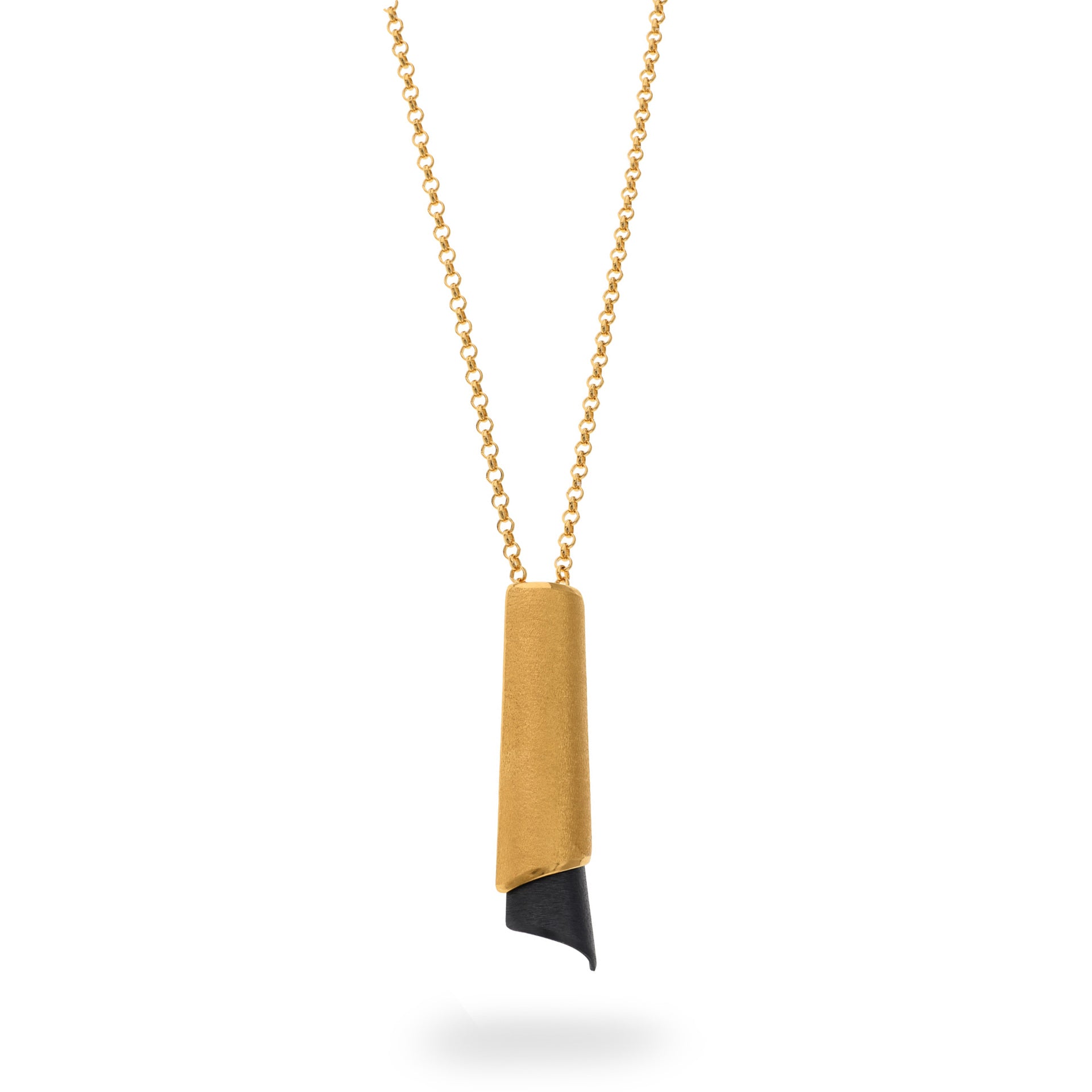 Deco Echo Cannoli Pendant in Gold Plate and Brown Patina
