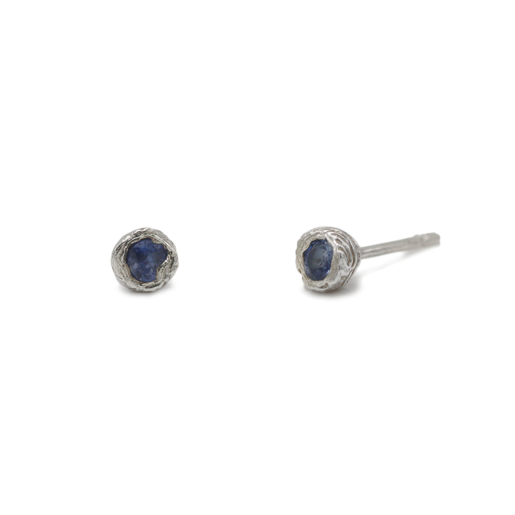 Charlotte Rowenna Silver and Blue Sapphire Ear Studs