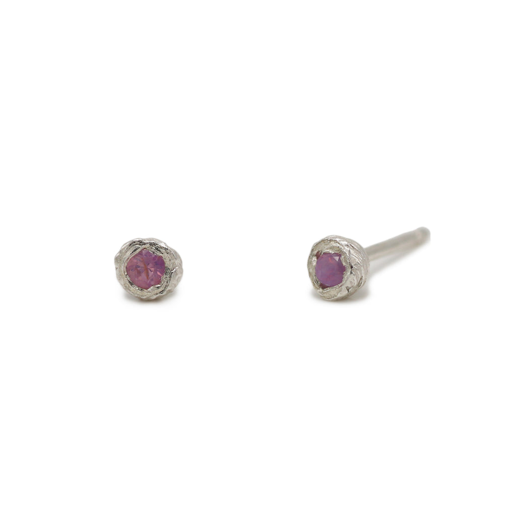 Charlotte Rowenna Tiny Silver and Pink Sapphire Earrings