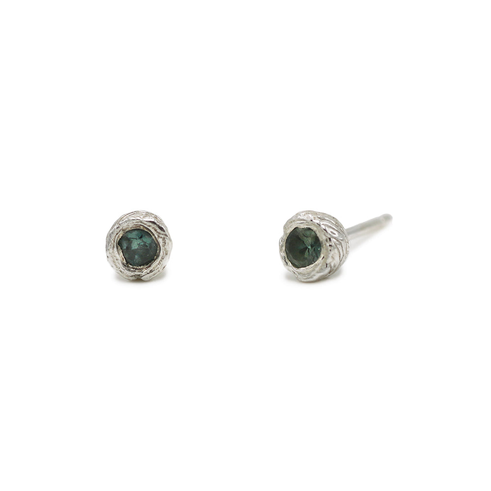 Charlotte Rowenna Silver and Green Sapphire Ear Studs