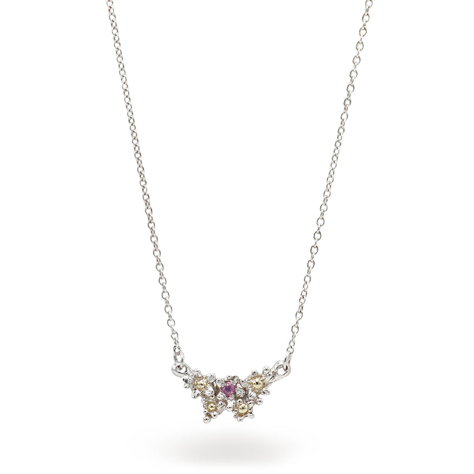 Charlotte Rowenna Silver and Pink Sapphire Floral Pendant