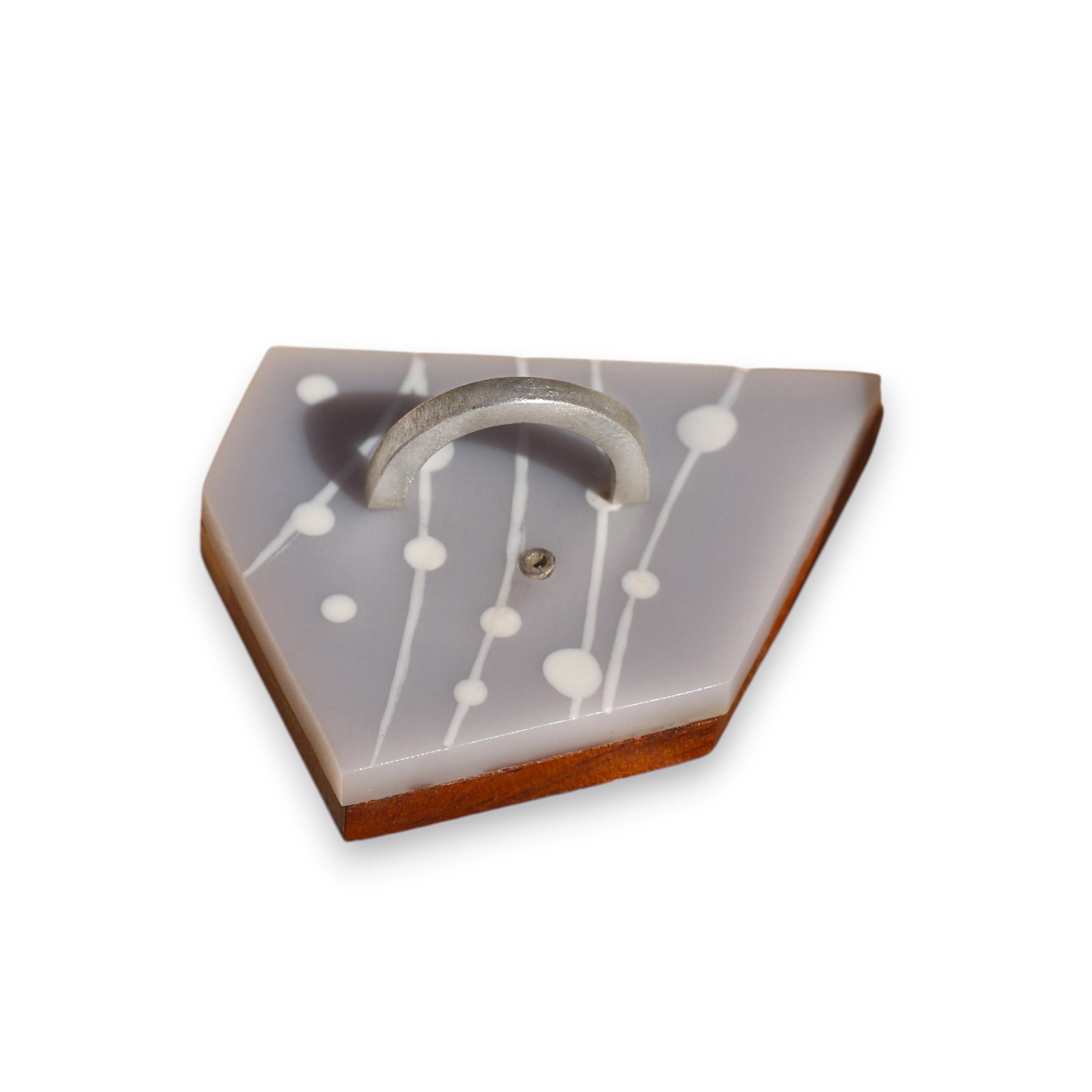 Chie Mannami Grey, Silver and Wood Abstract Brooch
