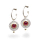 Natalie Jane Harris Silver Hoop Earrings With Cabochon Pink Tourmalines and Yellow Gold