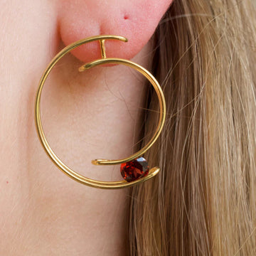 Matilda Press Floating Gemstones Circle Studs with Garnet and Citrine