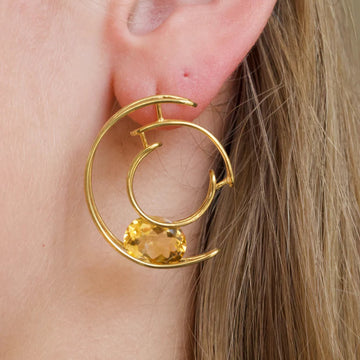 Matilda Press Floating Gemstones Circle Studs with Garnet and Citrine