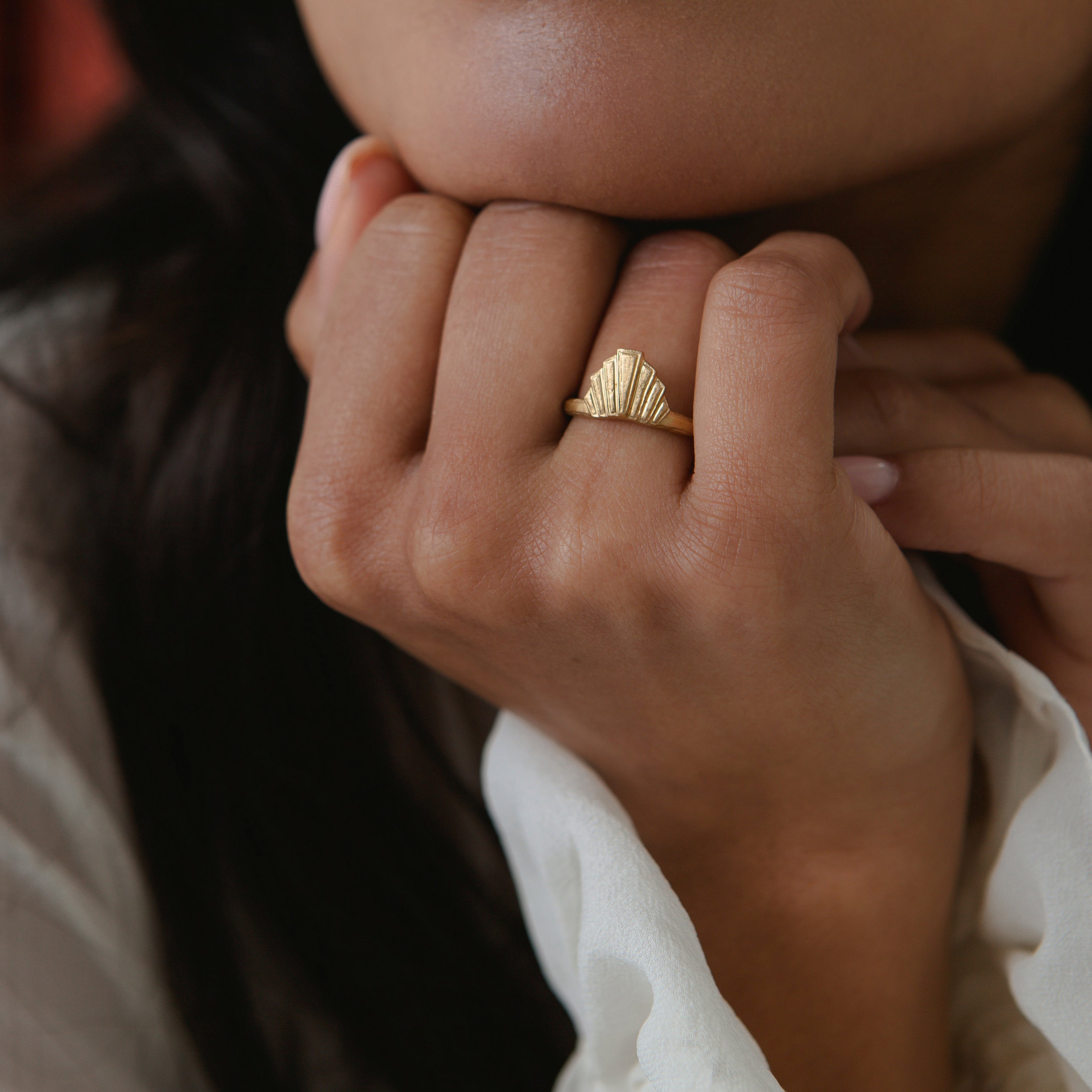 Yellow Gold Art Deco Fan Ring