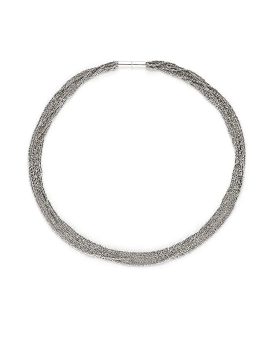 Outlet - Claudia Milic Twisted Collier necklace in Rhodium plated Silver