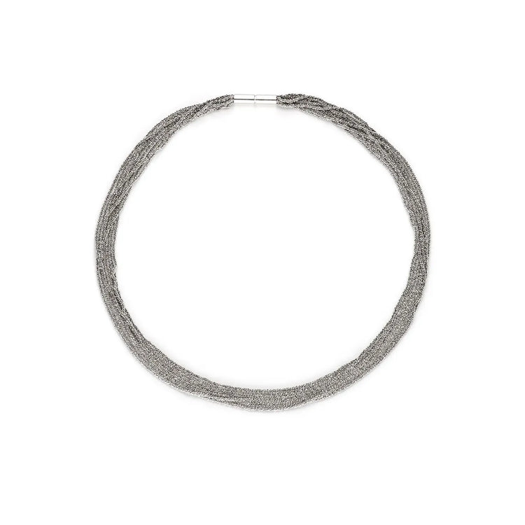 Outlet - Claudia Milic Twisted Collier necklace in Rhodium plated Silver