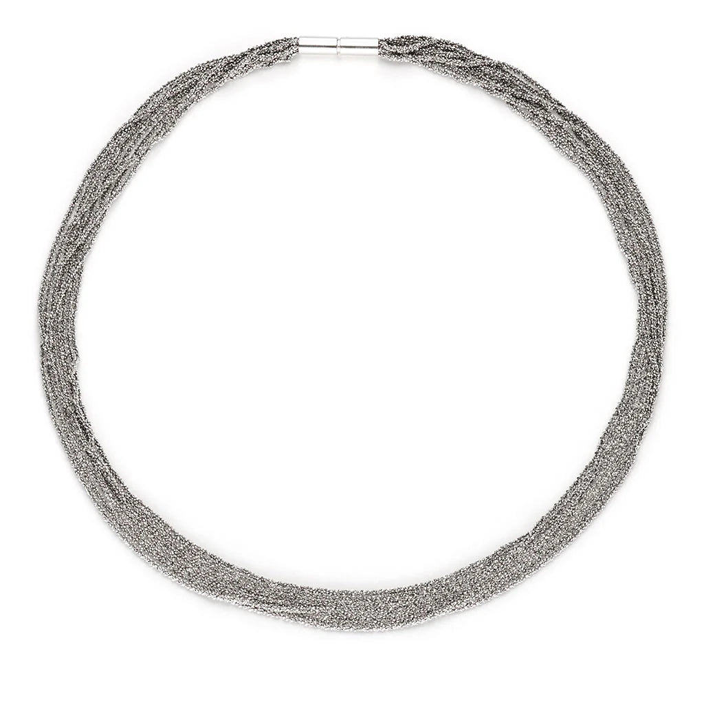 Outlet - Claudia Milic Twisted Collier necklace in Rhodium plated Silver