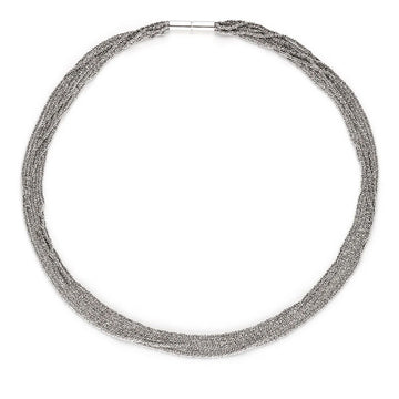 Outlet - Claudia Milic Twisted Collier necklace in Rhodium plated Silver