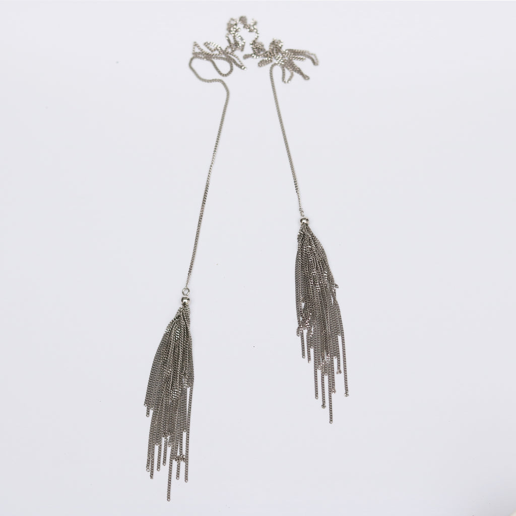Outlet - Claudia Milic Feather Twin Feather Rhodium Plated Silver