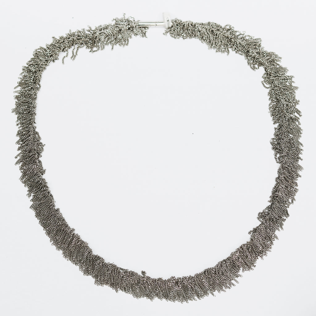 Outlet - Claudia Milic Fringe Collier necklace in Rhodium plated Silver