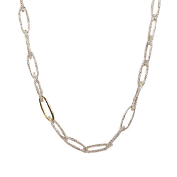 Corallium Silver and 9ct Fairtrade Gold Link Necklace