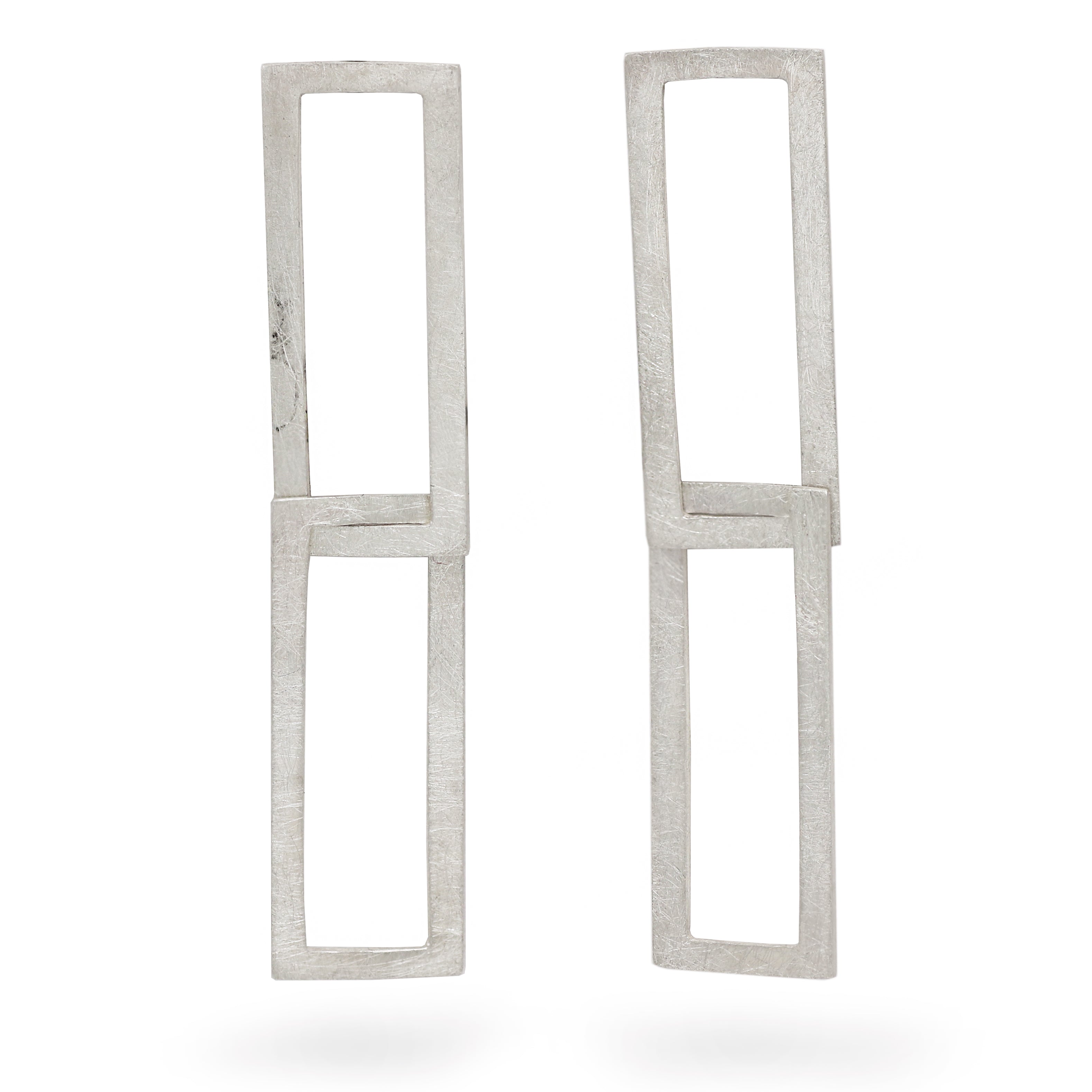 Olivia Jane Drop Rectangle Outline Silver Studs