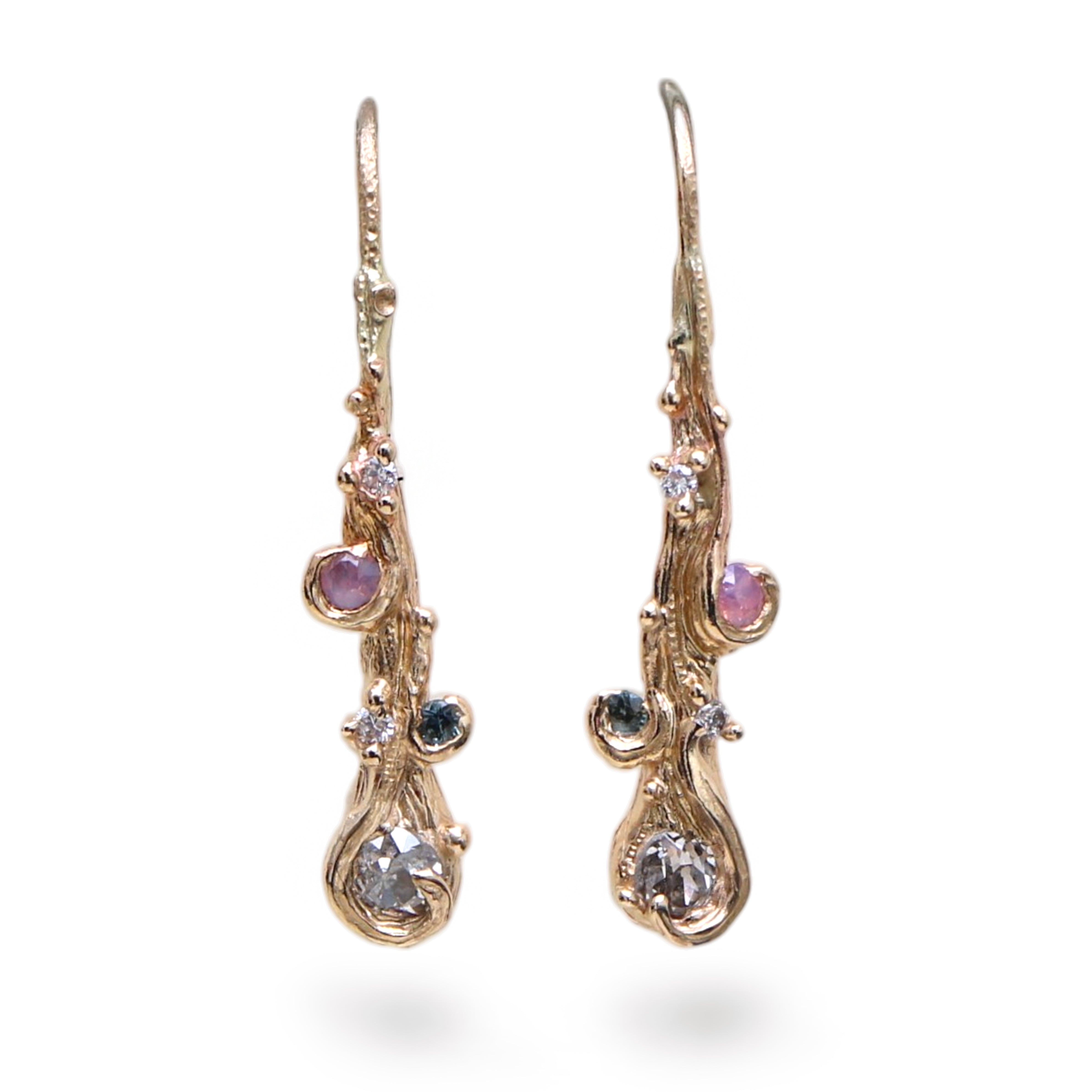 Charlotte Rowenna Woodland Naiad Drop Earrings in 9ct Yellow Gold