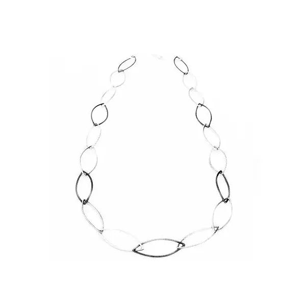 Gerlinde Huth Long Silver Duotex Leaf Necklace