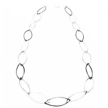 Gerlinde Huth Long Silver Duotex Leaf Necklace