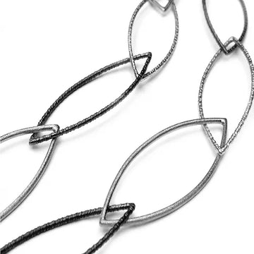 Gerlinde Huth Long Silver Duotex Leaf Necklace