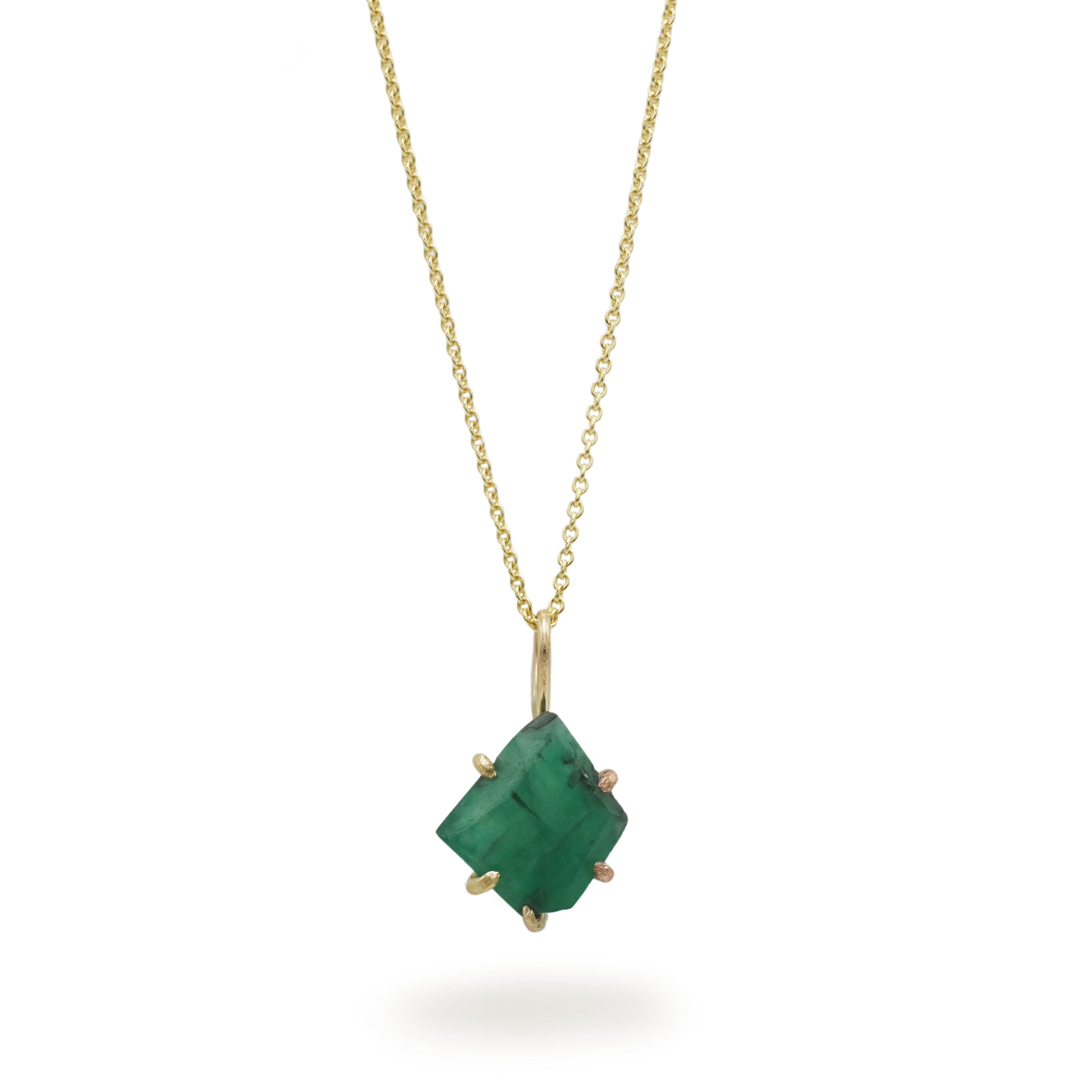 Variance Objects Brazilian Emerald Pendant in Yellow Gold