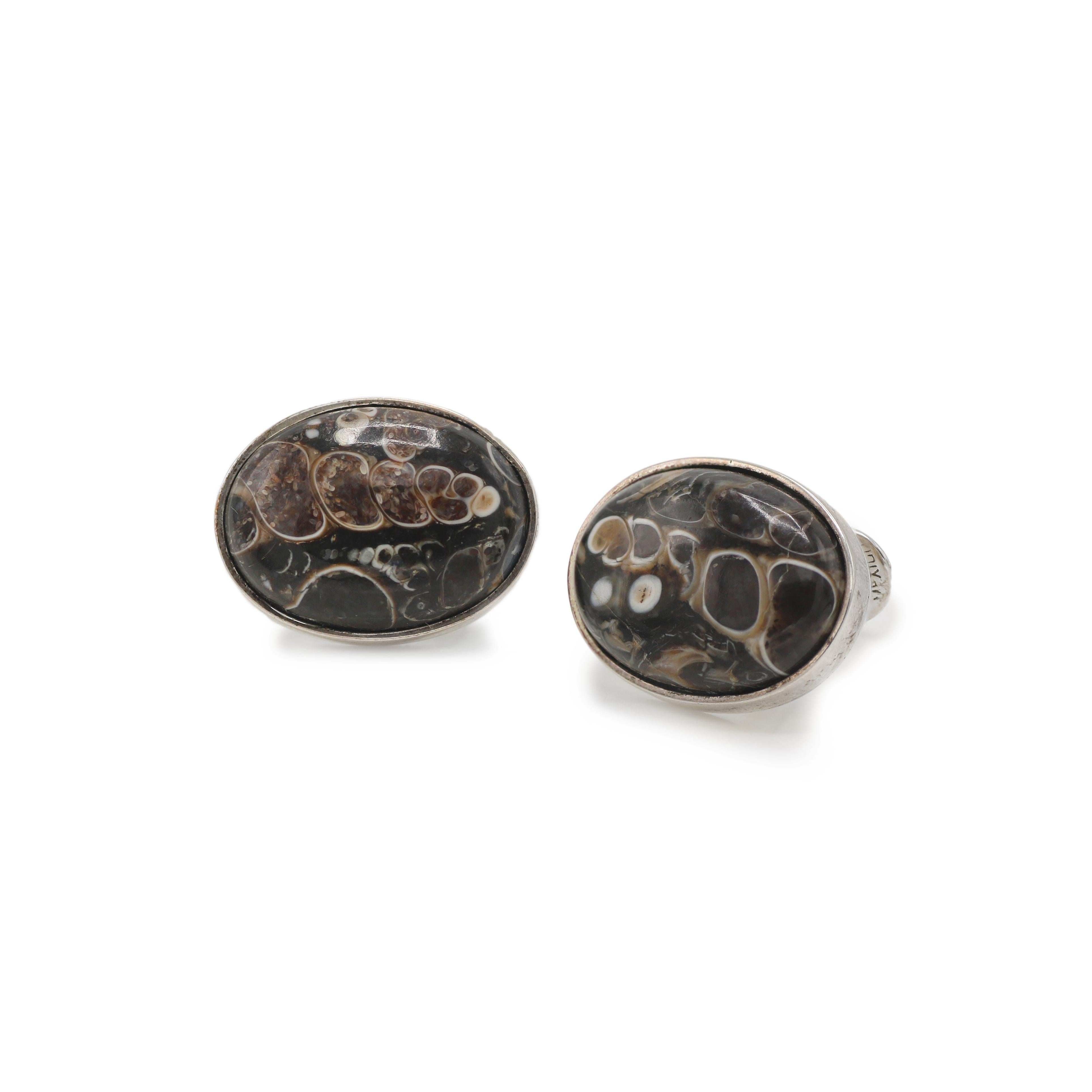 Alan K Thau Silver Turritella Fossil Cufflinks