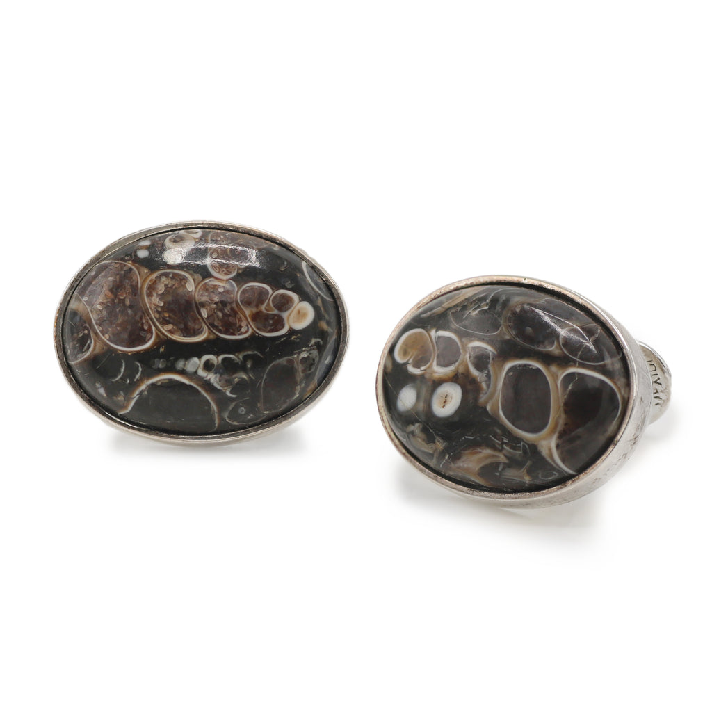 Alan K Thau Silver Turritella Fossil Cufflinks