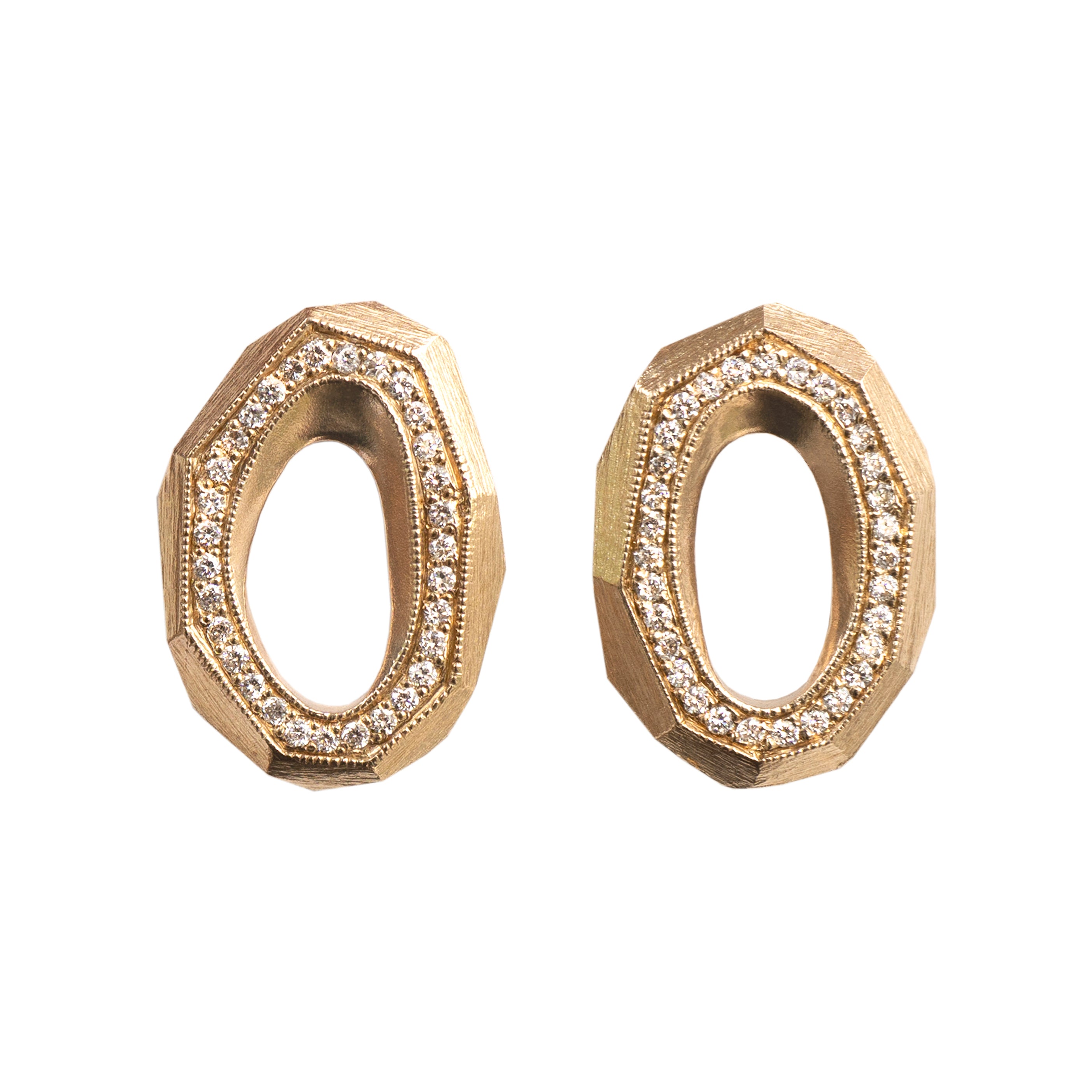 Maria Manola Gold Geoda Slice Earrings with Lab Grown Diamonds