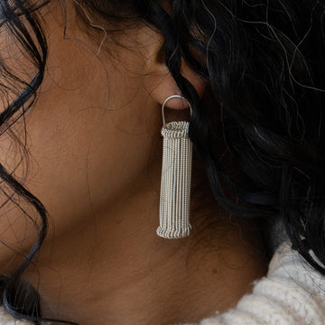 Ruth Leslie Drop Silver Heddle Earrings
