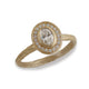 Bespoke - 14ct Yellow Gold Oval Diamond Halo Ring