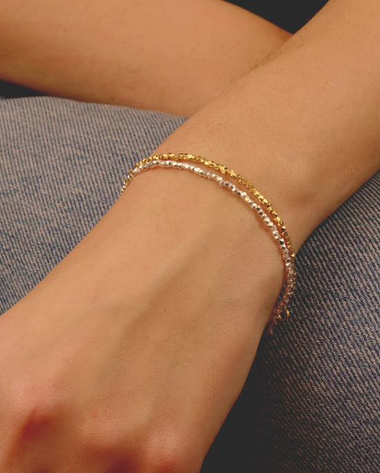 Mounir Silver Faceted Nugget Bead Bracelet