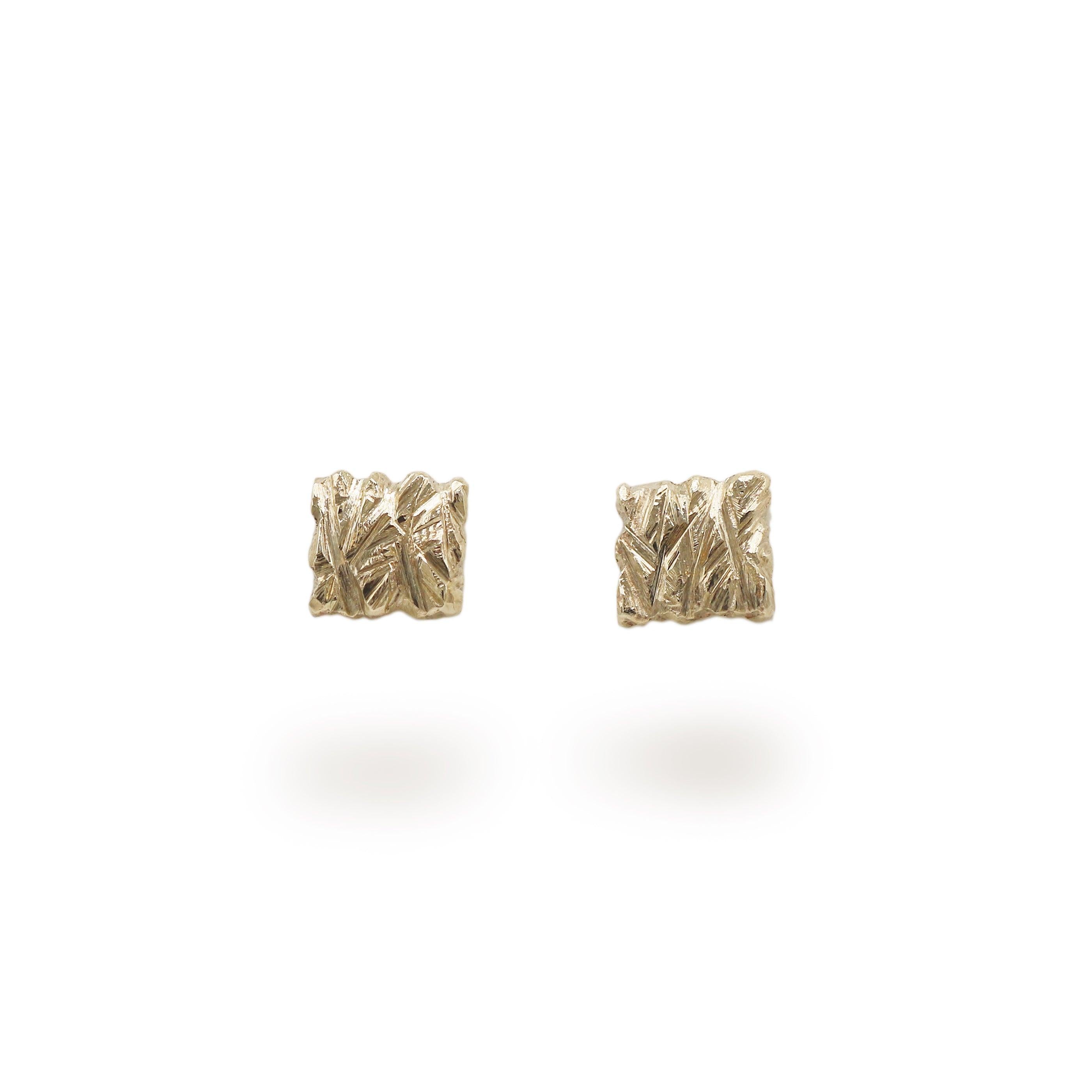Hannah Felicity Dunne 9ct Yellow Gold Square Rock Studs
