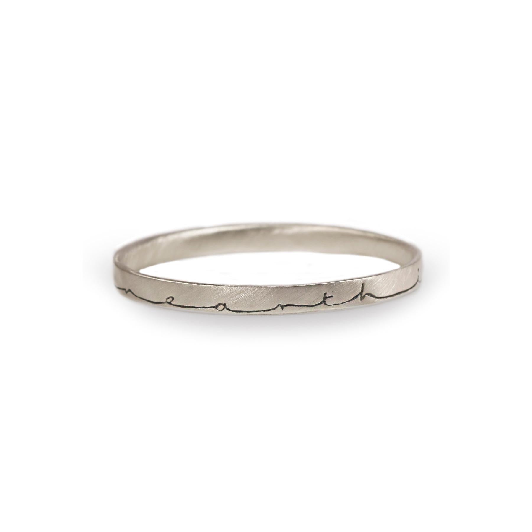 Wide Silver 'In Heaven On Earth' Bangle