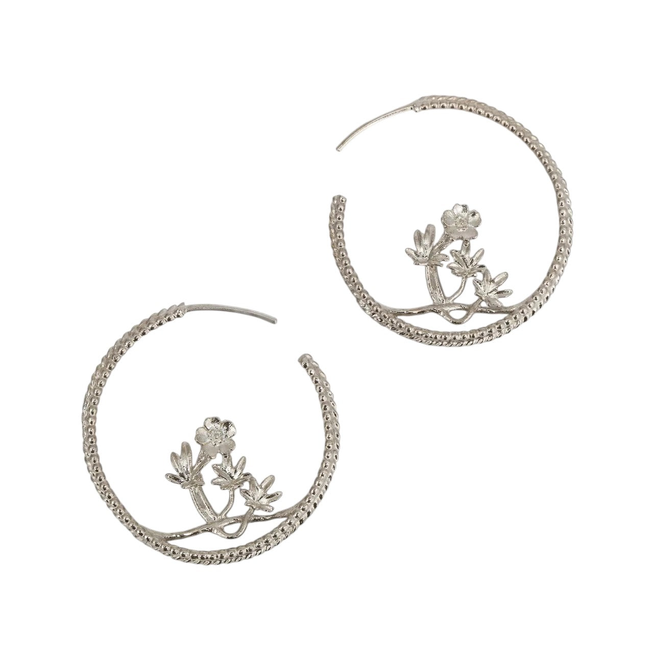 Outlet - Alex Monroe Braided Silver Floral Hoops