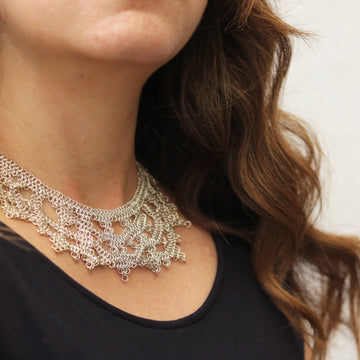 Katherine James Spiky Lace Armour Collar Necklace