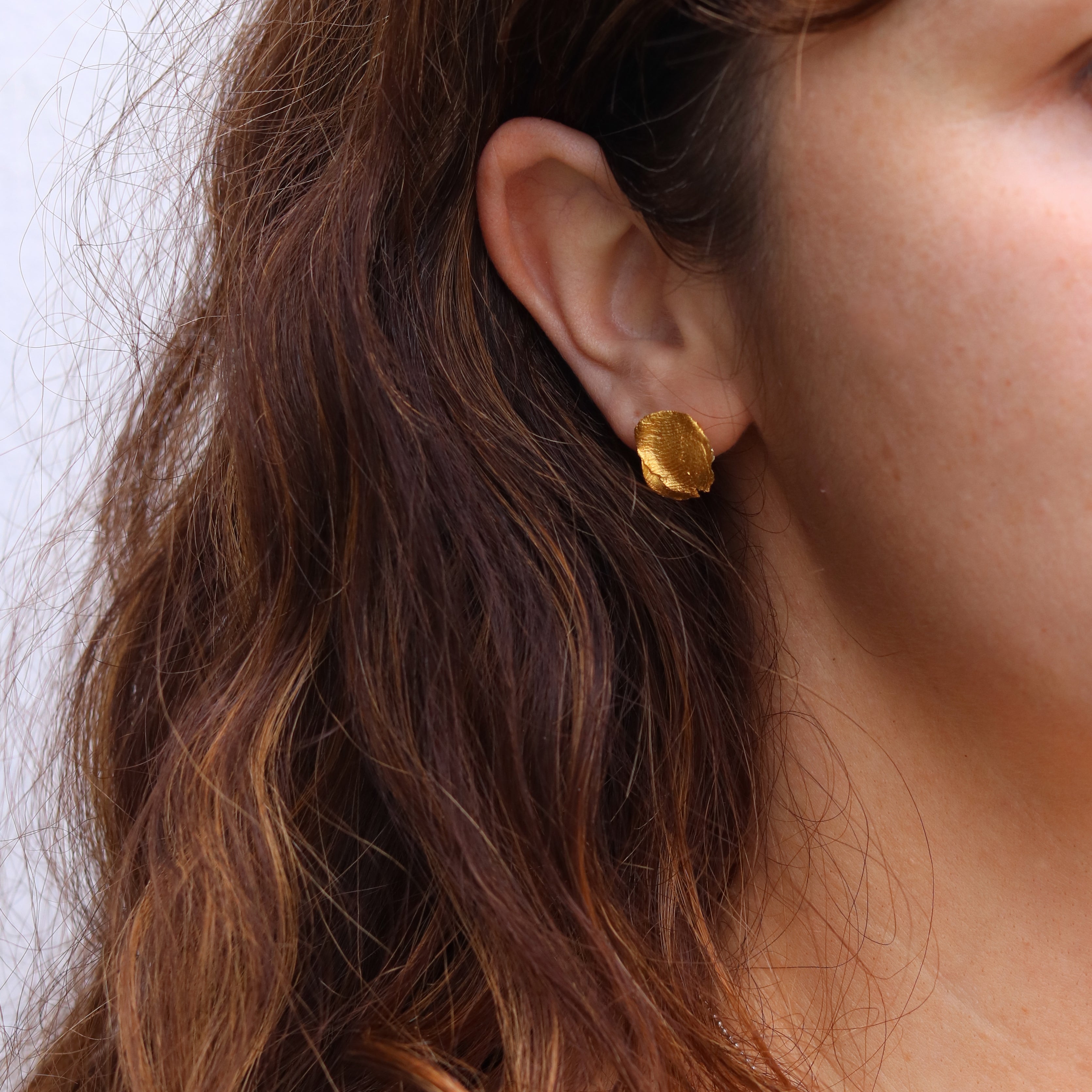 Heeseung Koh Gold Plated Large Fingerprint Studs