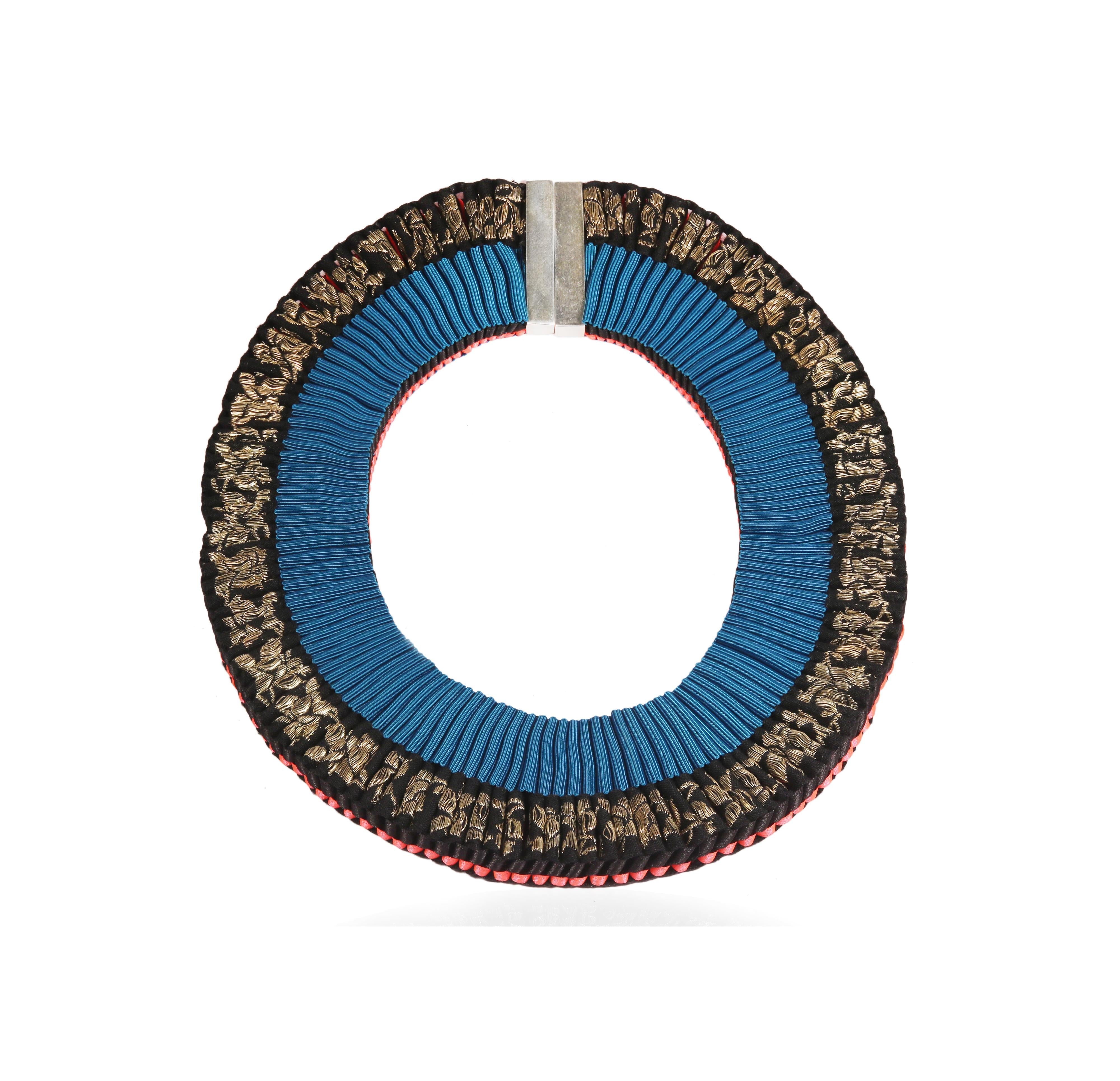 Emma Calvert Antique Floral Black & Teal Necklace