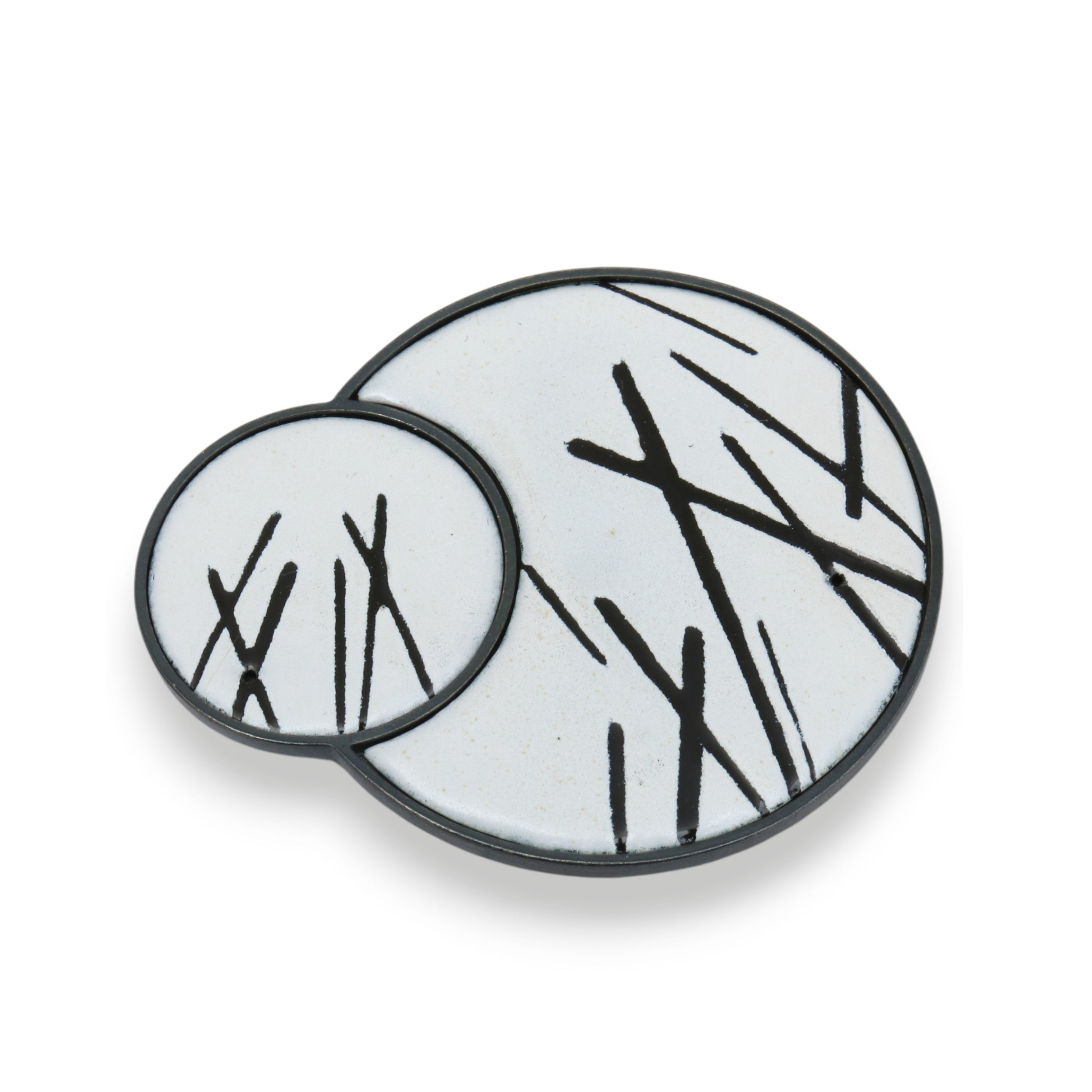 Mizuki Takahashi Enamel Monochrome Large Duo Brooch