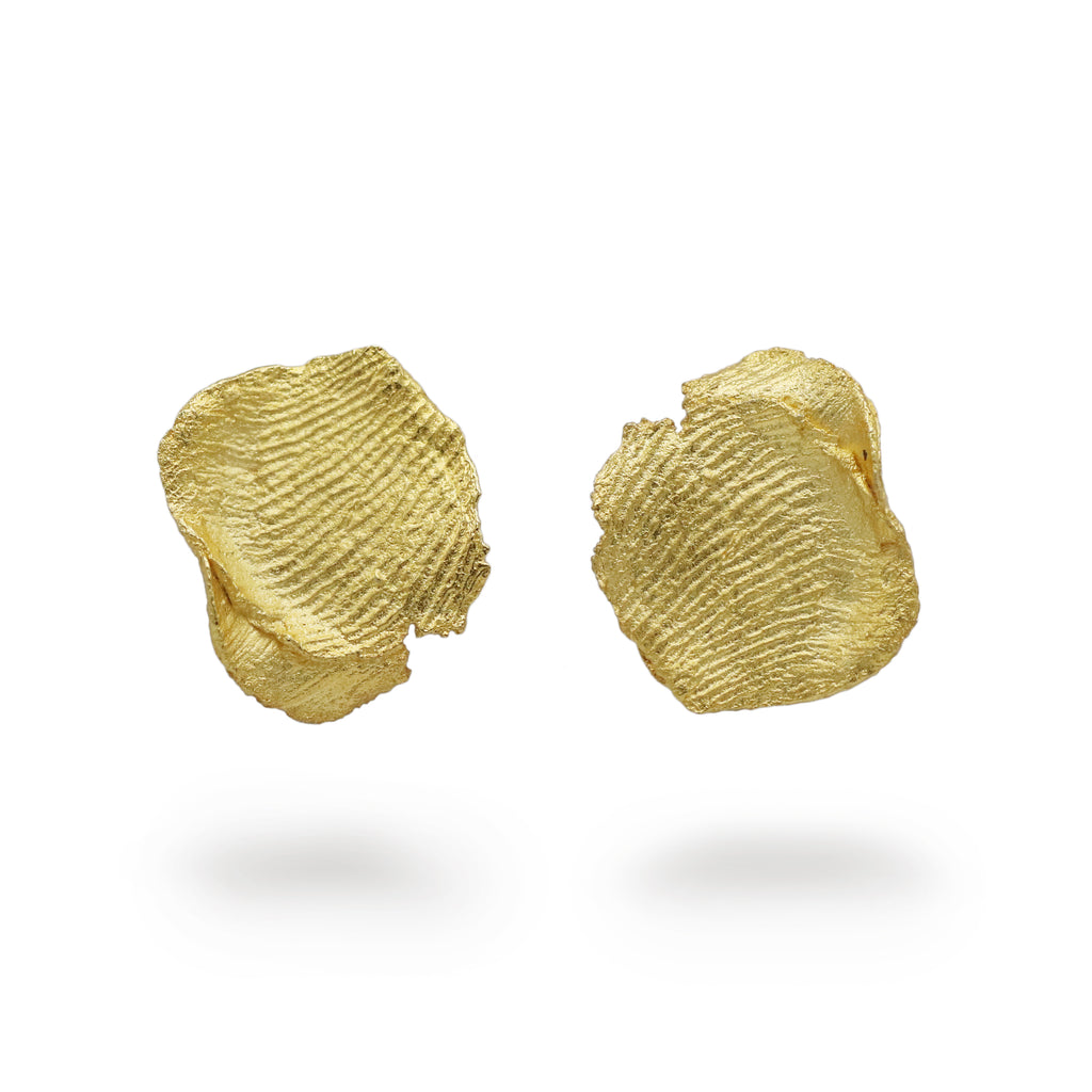 Heeseung Koh Gold Plated Large Fingerprint Studs