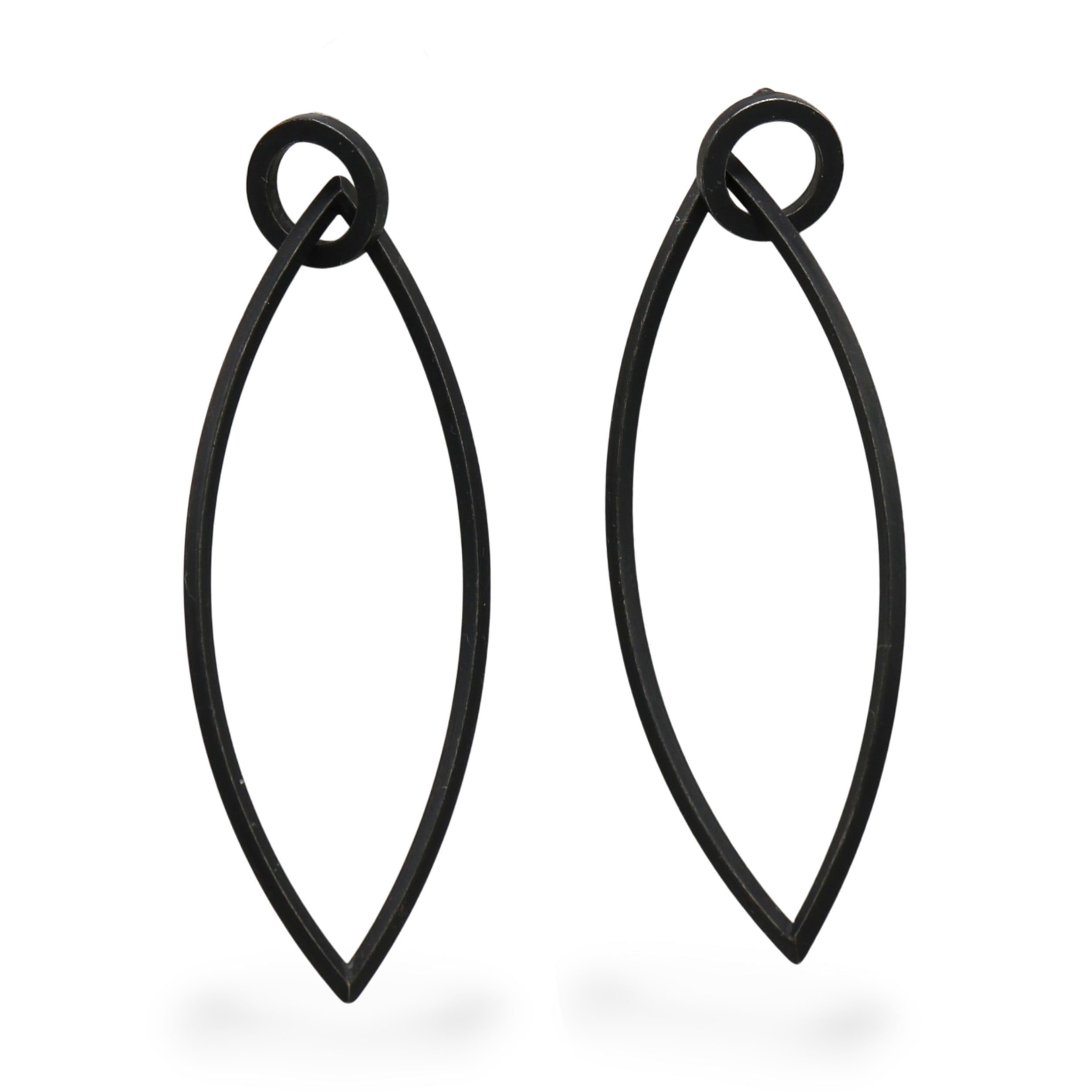 Mizuki Takahashi Oxidised Leaf Drop Earrings